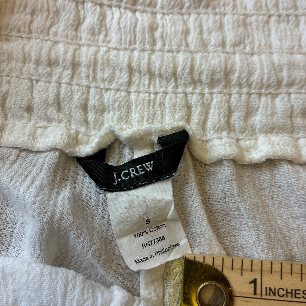 J. Crew White Cotton Gauze Wide Leg Pants Drawstring Cabana Boho Womens Small - Picture 4 of 13